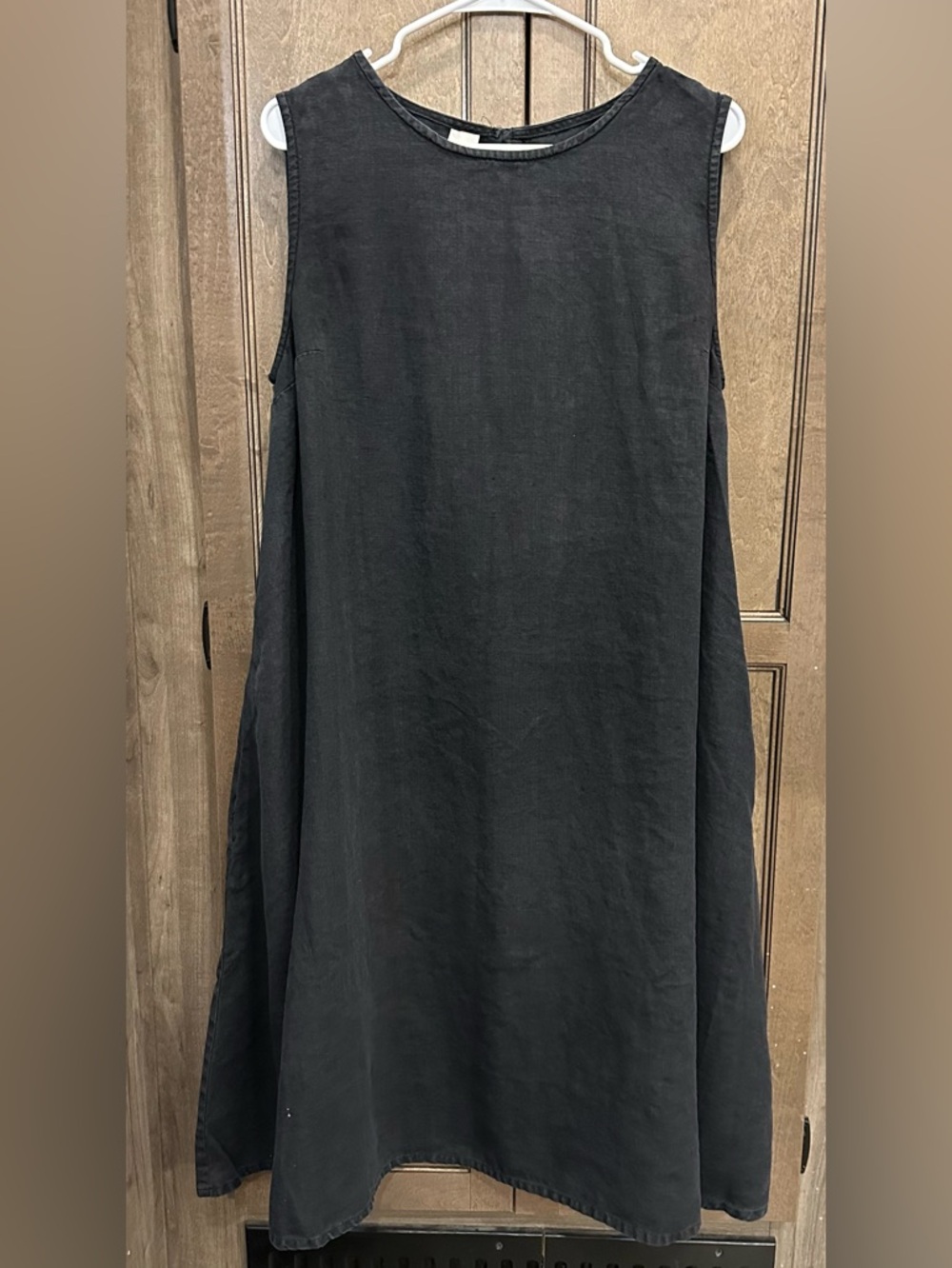 Not Gilty Black 100% Linen Sleeveless With  Pockets Dress Size Large